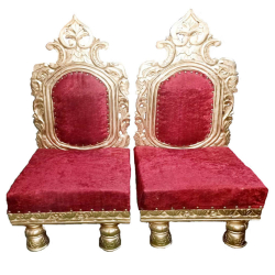 Vidhi Mandap Chair 1 Pair (2 Chairs ) - Made of Wood with Polish