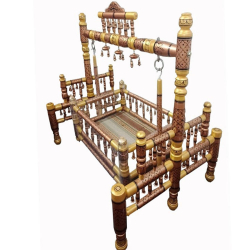 Sankheda Palna - Wooden Cradle - 4.5 FT - Light Brown Color