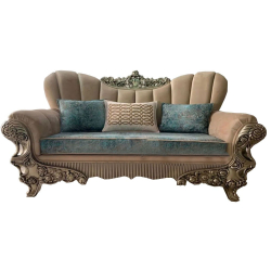 Regular Wedding Sofa & Couches - Made Of Brass FInish - Blue & Brown Color