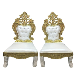 Vidhi-Mandap Chair -1 Pair (2 Chairs) - Made Of Wood & Brass Coating