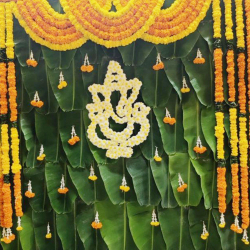 Artificial Flowers Ganeshji Wall - 5 FT X 8 FT - Made of Plastic