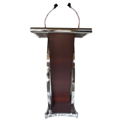 Podium with Paper Clip & 2 Mike - 4 FT - Made of Stainless Steel