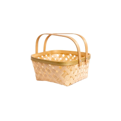 Bamboo Square Basket Double Handle - 6 Inch - Made of Bamboo Stick