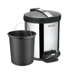 Mintage Pedal Bin Viva High Gloss With Bucket - Made Of Stainless Steel & Plastic