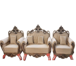 Wedding Sofa Set (1 Sofa & 2 Chairs) - Made Of Wood With Polish