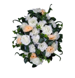 Artificial Rose Flower Bouquet -White & Peach Colour
