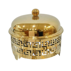 Round Golden Polish Chafing Dish 5 LTR - Made of Stainless Steel.