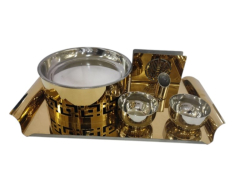 Gold Polish Snack Warmer (1 Round) - Made Of Steel