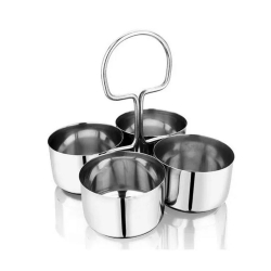 Sagdan (Chowmukha) - 10 Inch - 4 Bowls - Made of Steel