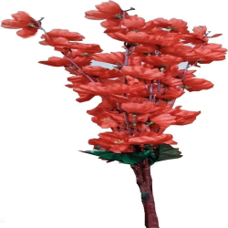 Decorative 7 Stick Blossom Bunch - Red Color