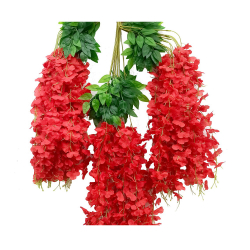 Artificial Decorative Wisteria Flower Latkan - 2 FT - Red Color