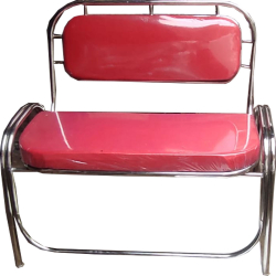 2 Seater Steel Sofa - 40 Inch - Made of Stainless Steel - Red Color