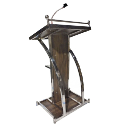 Podium with Paper Clip & 1 Mike - 4 FT - Made of Stainless Steel