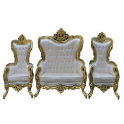 Wedding Sofa Set Sofa & 1 Pair Of Chair ( 2 Chair) - Made Of Wood - White Color