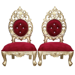 Vidhi-Mandap Chair -1 Pair (2 Chairs) - Made Of Wood & Brass Coating