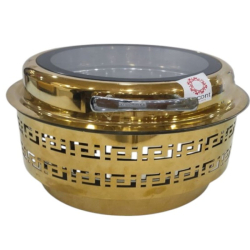 Hydraulic Round Chafing Dish 8 LTR - Made Of Stainless Steel (Gold Polish)