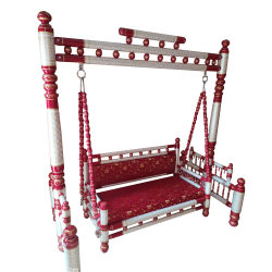 Sankheda Jhula - Wooden Swing - Made Of Teak Wood - Pink Color