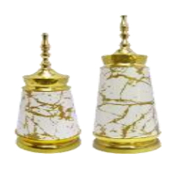 Ethnic Designer Showpiece Set of 2 - White & Golden Color