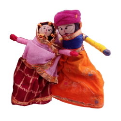 Standing Rajasthani Puppets - 3 Inch X 4 Inch - Multi Color